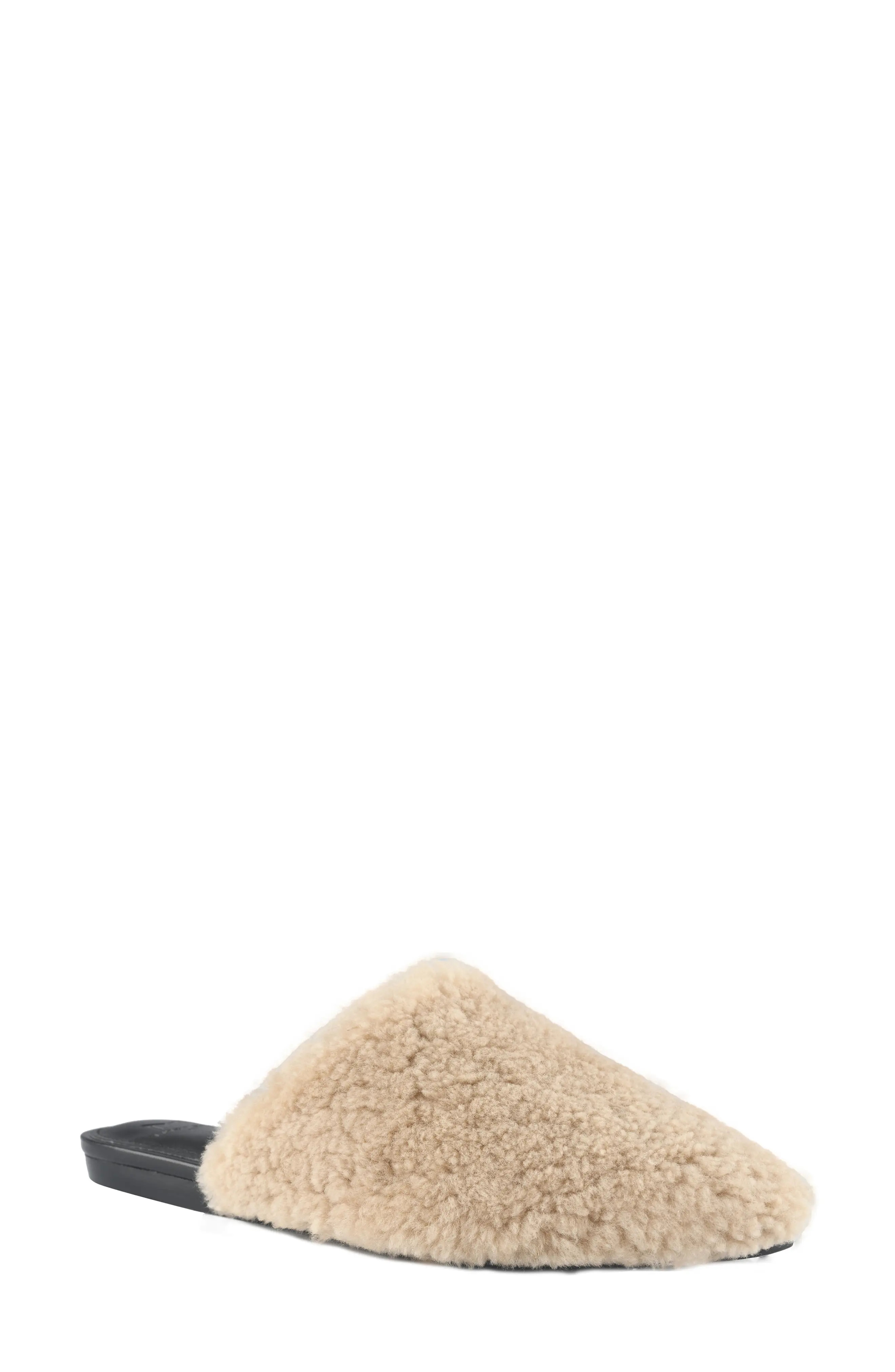 Marc Fisher LTD Sabrinna Genuine Shearling Mule, Size 7.5 in Camel Fabric at Nordstrom | Nordstrom