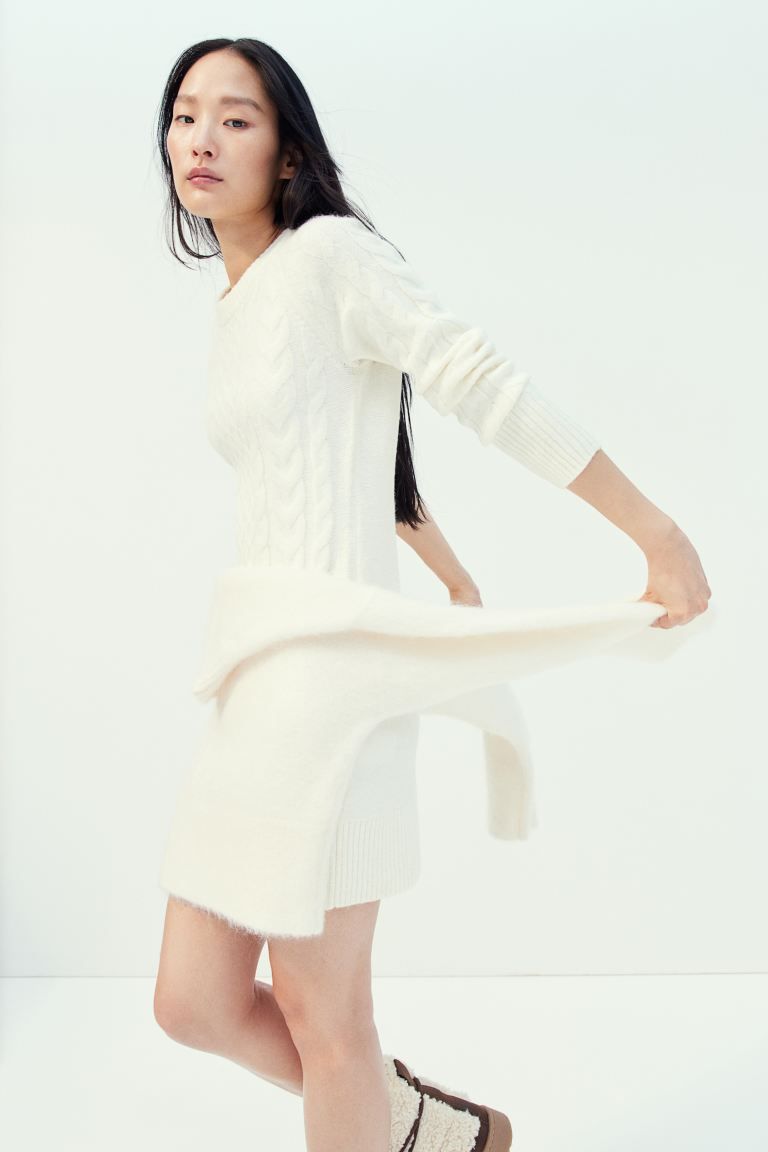 Cable-knit Dress - Cream - Ladies | H&M US | H&M (US + CA)
