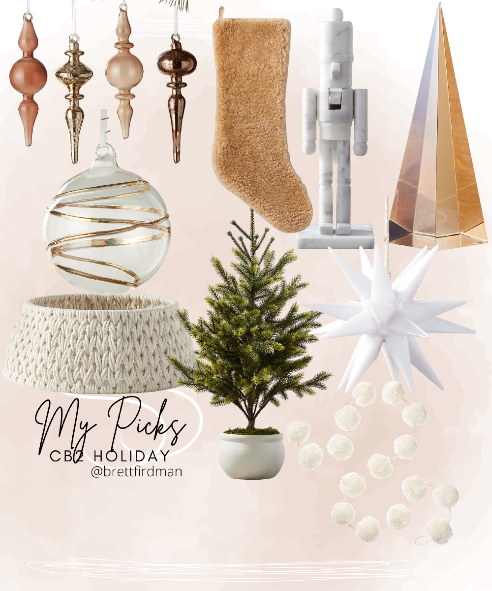 Cb2 Christmas picks, ornaments, neutrals, stockings, nutcrackers, tree collar, glass tree, star, ball garland, mini tree, faux tree 

#LTKhome #LTKHoliday #LTKSeasonal