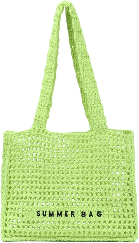 Freie Liebe Crochet Beach Tote Bag Summer Beach Bag for Women Large Knit Totes | Amazon (US)