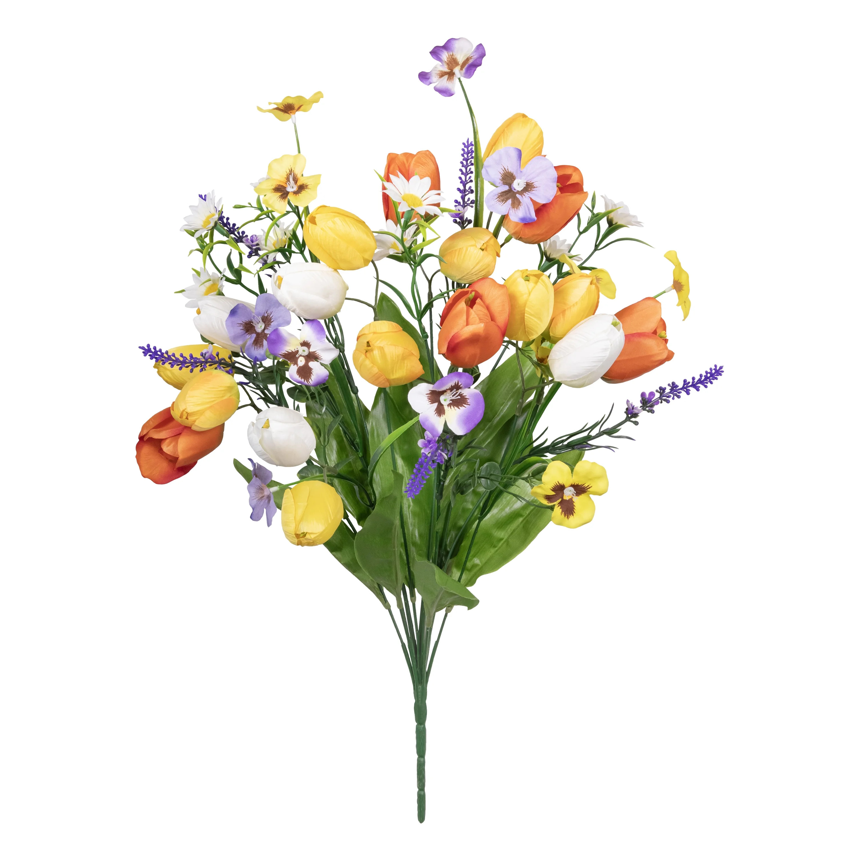 19.5-inch Artificial Silk Orange & Yellow Tulip Mixed Spring Bouquet, for Indoor Use, by Mainstay... | Walmart (US)