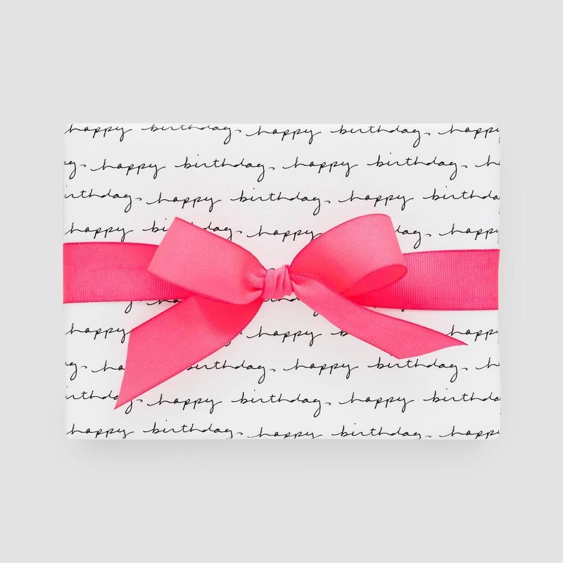 White and Black Happy Birthday Script Wrapping Paper - Sugar Paper™ + Target | Target