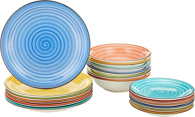 Tognana Art&Pepper, Servizio Piatti per 6 persone, 18 Pezzi, Stoneware decorato a mano, Multicolo... | Amazon (IT)