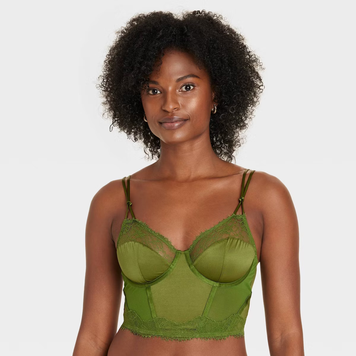Women's Lace Lingerie Corset - Auden™ Light Forest Green | Target