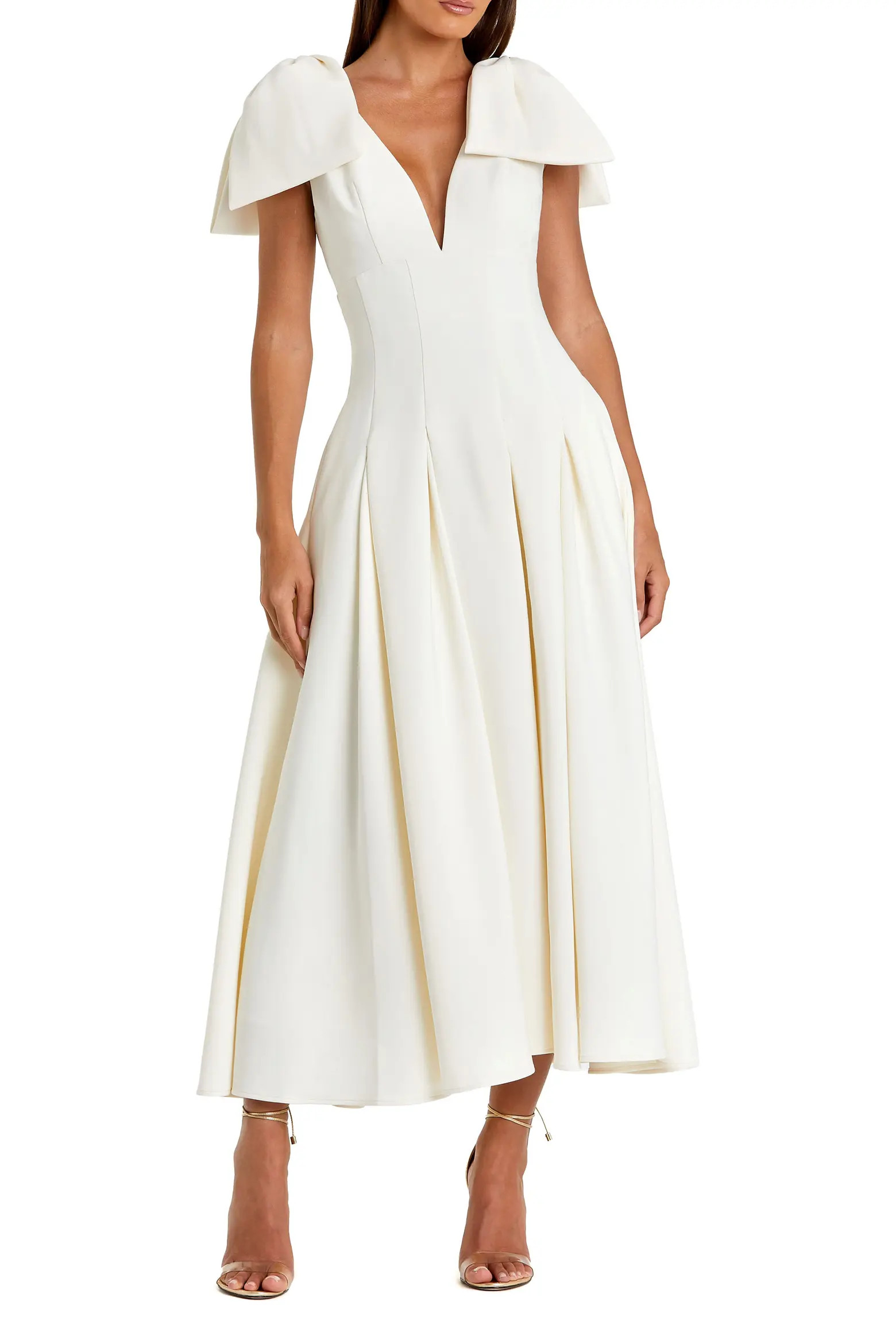 Crepe A Line Midi Dress With Bow Straps (Women) | Nordstrom | Nordstrom