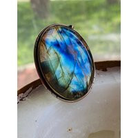 Labradorite Ring For Women Large Oval Sterling Silver Set - Oversized Ring - Natural Chunky Statement Gifts | Etsy (US)