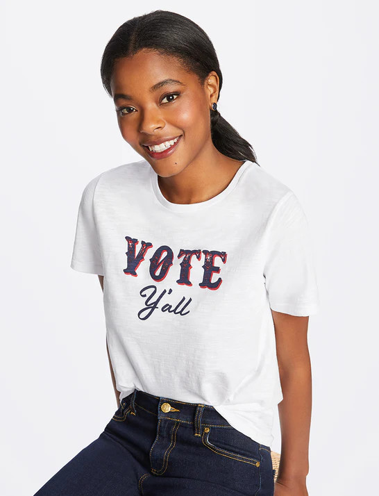 Vote Y'All Crewneck Slub Tee | Draper James (US)