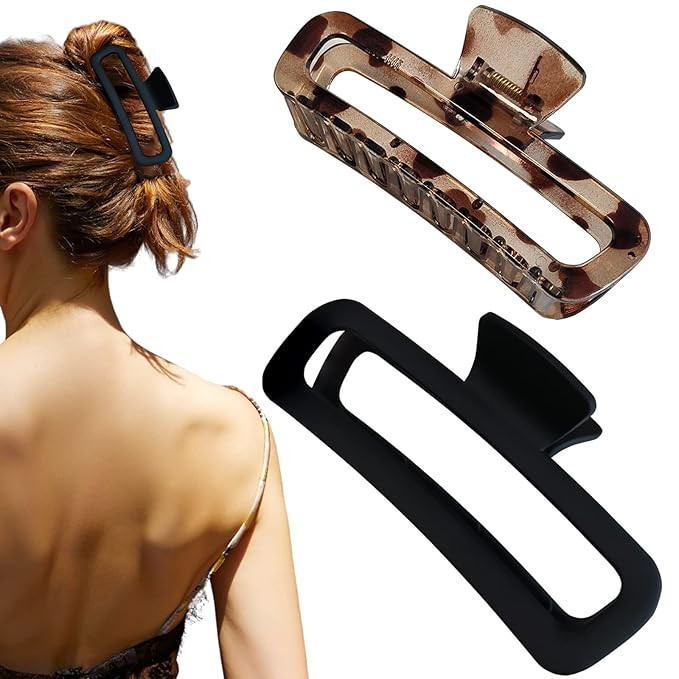 Hair Claw Clips 5 Inch Unbreakable Square Rectangle Clip Clamp Neutral Colors for Thick Curly Lon... | Amazon (US)
