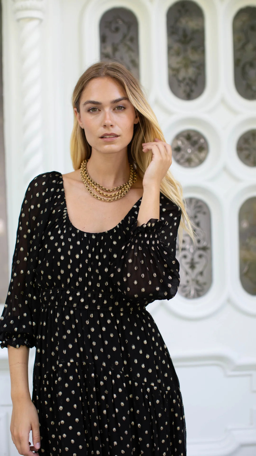 Abigail Dress - Black Gold Dot | Marea
