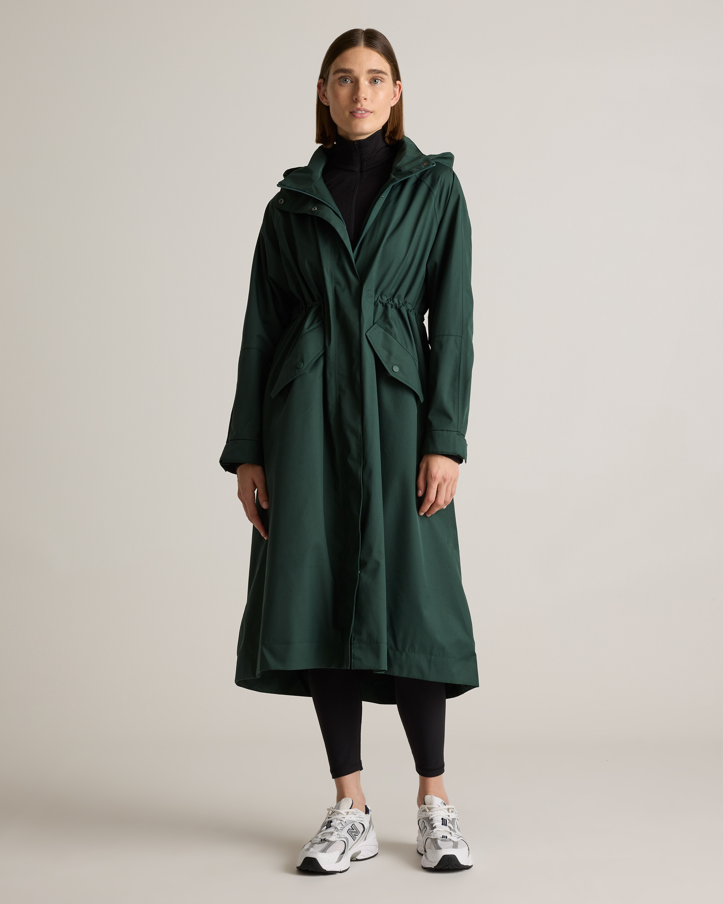 Quince | Women's Weatherproof Rain Trench Coat in Dark Spruce, Size Large, Polyester/Recycled Polyester Blend | Quince