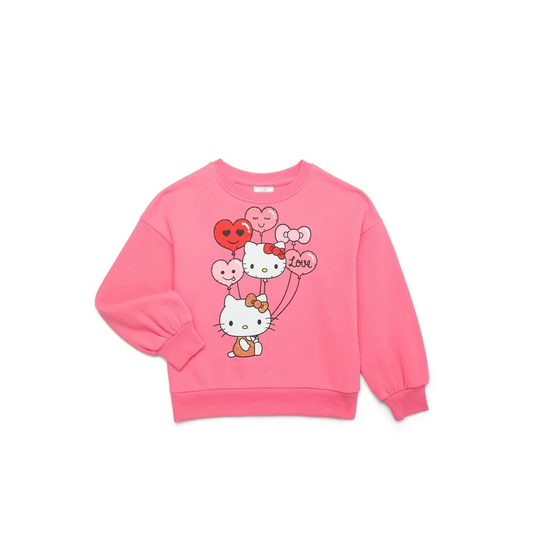 Hello Kitty Love Balloons Girls Valentine's Day Fleece Sweatshirt, Sizes 4-16 - Walmart.com | Walmart (US)
