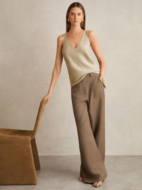 Metallic V-Neck Vest | Reiss UK