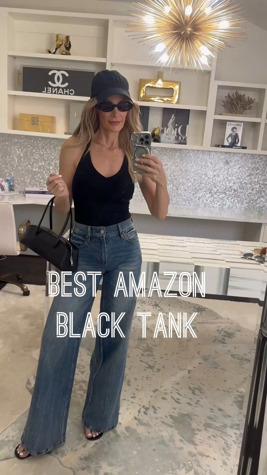 FOUND >>> The BEST Amazon halter top tank with a built-in bra — this under-$30 top is comfortable, stretchy, high quality, and comes in multiple colors. Love the flattering V-neckline, open back detail, and easy fit with wide-leg jeans. Tank XS, jeans 24. #LTKUnder50 #LTKOver40 #LTKStyle 

 #LTKgrwm #LTKootd #LTKOver40