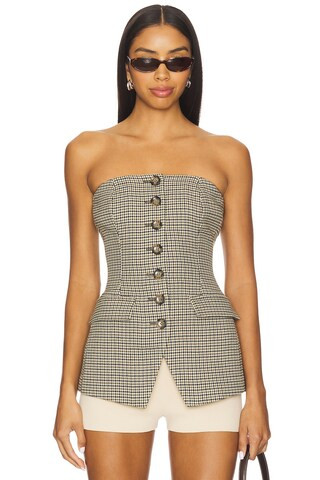 Favorite Daughter Phoebe Bustier Top in Chesire Houndstooth from Revolve.com | Revolve Clothing (Global)