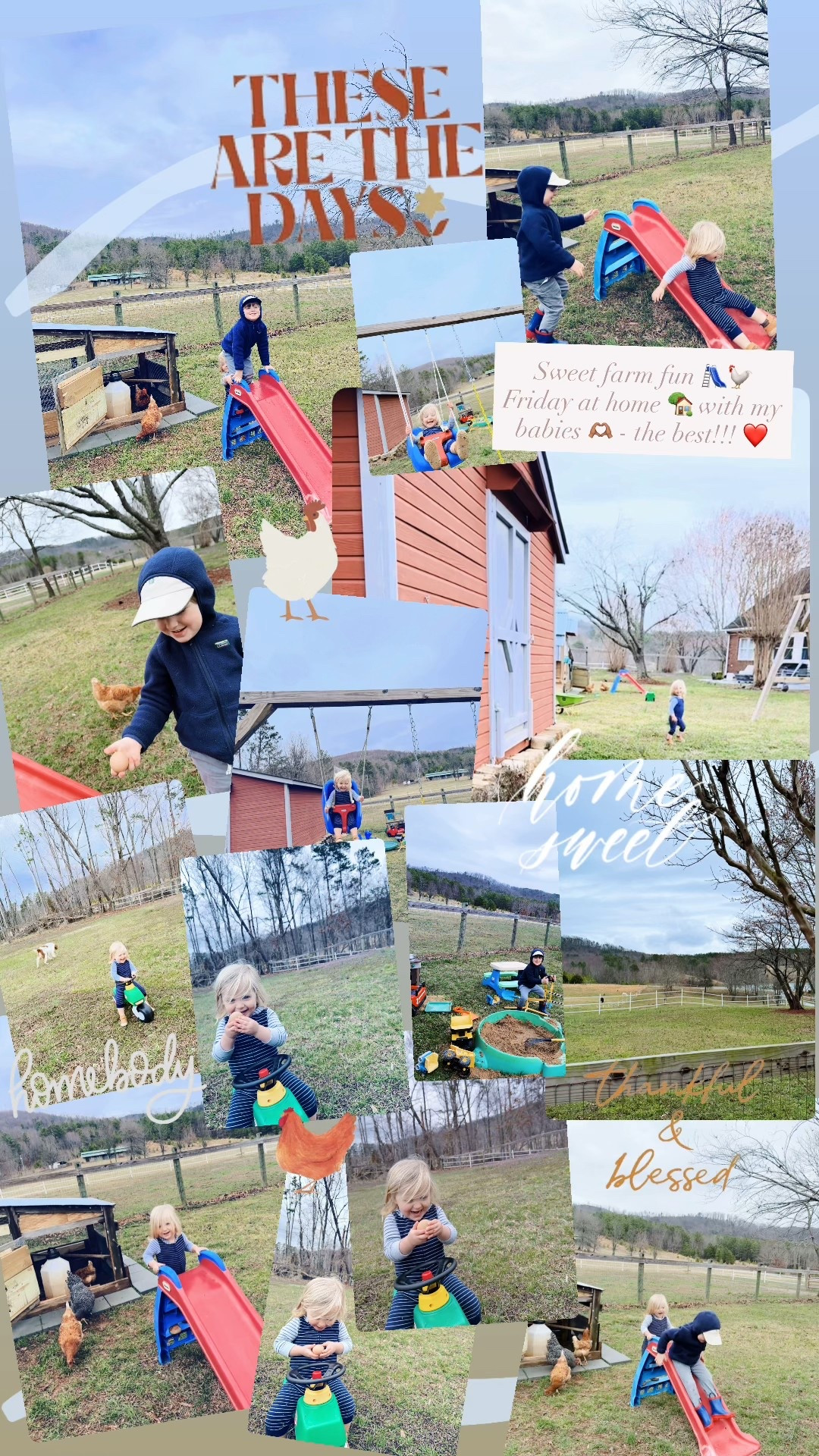 Sweet farm fun 🛝🐓 Friday at home 🏡 with my babies 🫶🏽 - the best!!! ❤️