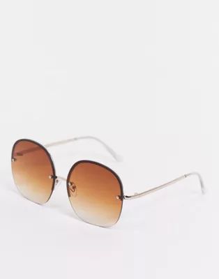 ASOS DESIGN 70s oversized rimless sunglasses with fade lens | ASOS (Global)