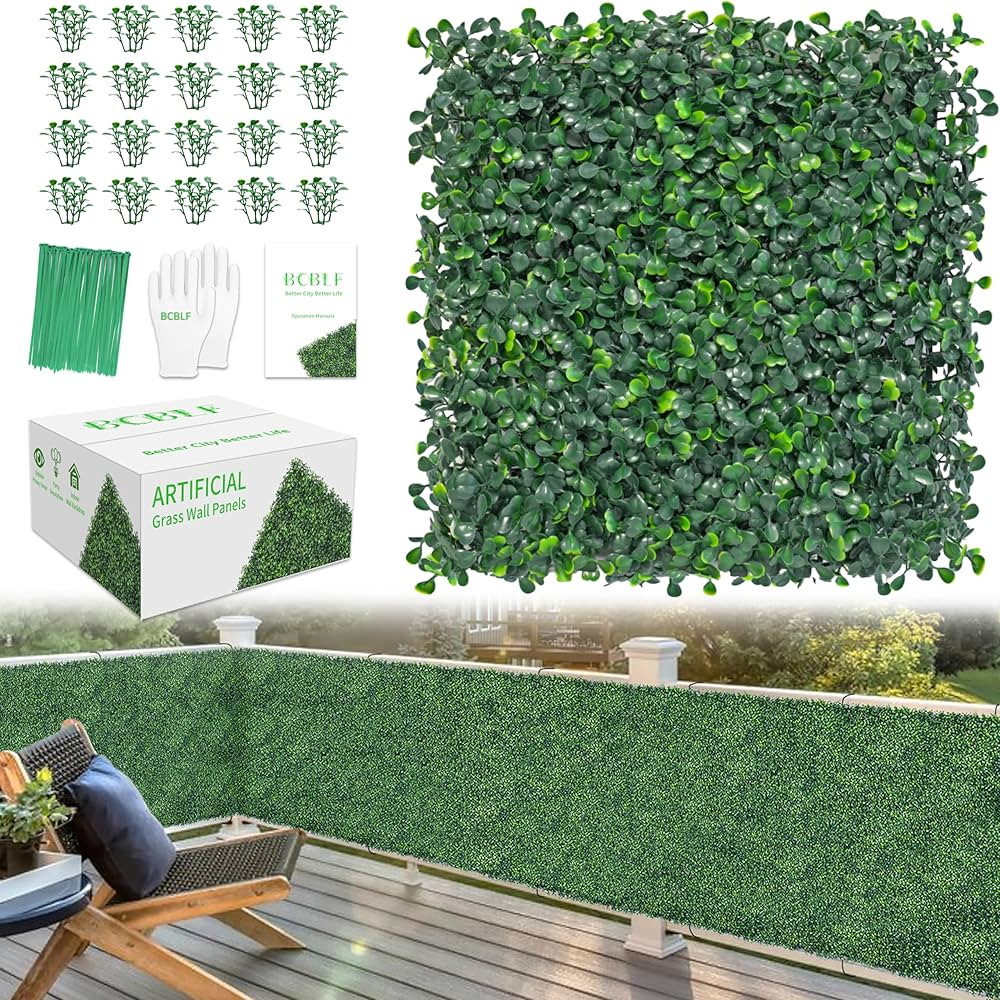 10x10Inch 12Pcs Grass Wall Panels, 4 Layers UV-Anti Boxwood Greenery Hedge with 50 Zip Ties, No O... | Amazon (US)