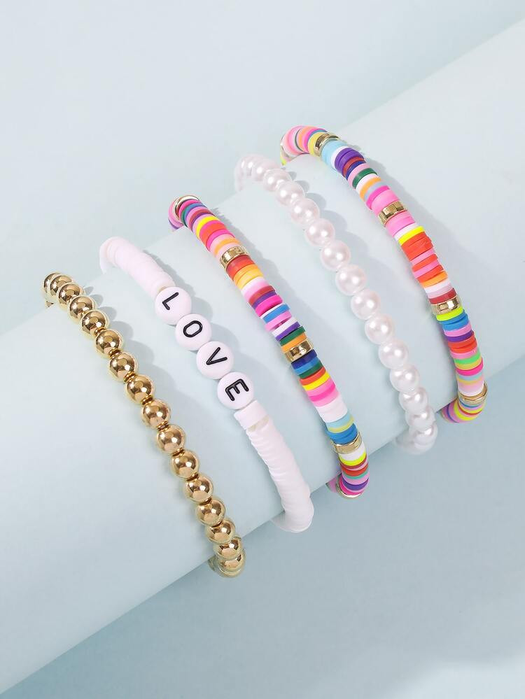 5pcs Faux Pearl Beaded Bracelet | SHEIN