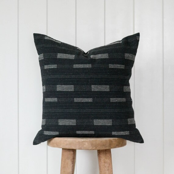 Black Woven Chiangmai Pillow Black & White Woven Decorative | Etsy | Etsy (US)