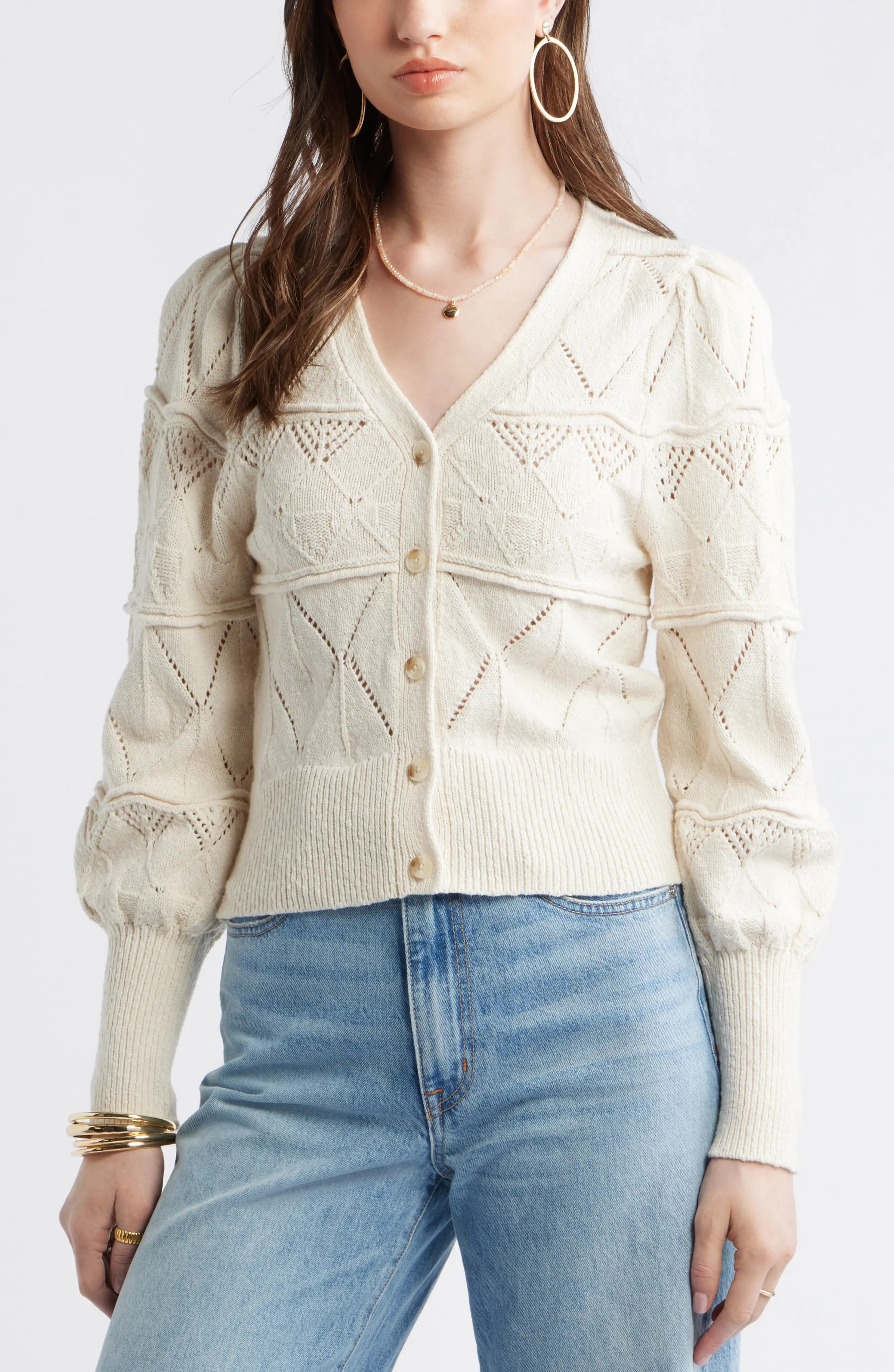 Pointelle Knit Button Front Cotton Cardigan | Nordstrom