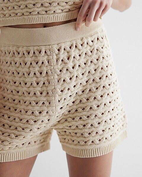 High Waisted Knit Sweater Shorts | Express