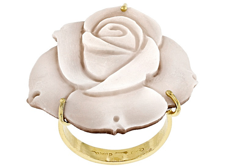 Brown Rose Cameo 18k Yellow Gold Over Sterling Silver Ring - CMI014 | JTV Jewelry