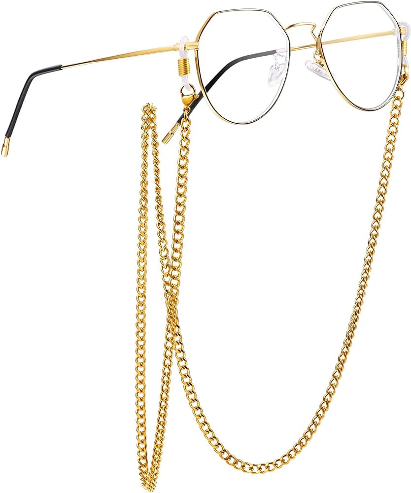 ChainsPro Glasses Chain, Eyeglass Strap For Women Sunglasses - Gold Plated/Stainless Steel/Black ... | Amazon (US)