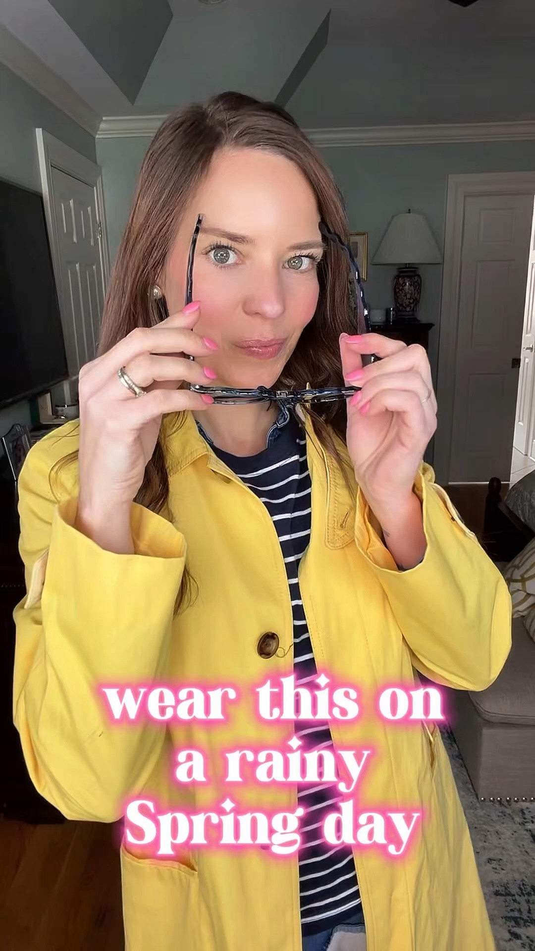 Classic Preppy Rainy Day Look 💛 Yellow Coat & Navy Stripes


A little sunshine for gray skies ☀️ This classic preppy rainy day outfit pairs a navy striped tee layered over denim with crisp white wide-leg jeans and the prettiest yellow raincoat for a bright, cheerful pop of color.

I finished the look with embroidered loafers for a playful touch, a navy tote with blue rope handles, pearl studs, and statement sunnies. It’s polished but practical — perfect for rainy day errands, lunch plans, or school drop-off while still feeling put together. 💙💛

spring rainy day outfit, yellow raincoat outfit, navy stripe top, preppy spring style, white wide leg jeans, casual chic outfit, classic everyday look, polished mom style

#LTKOver40 #LTKootd #LTKPetite