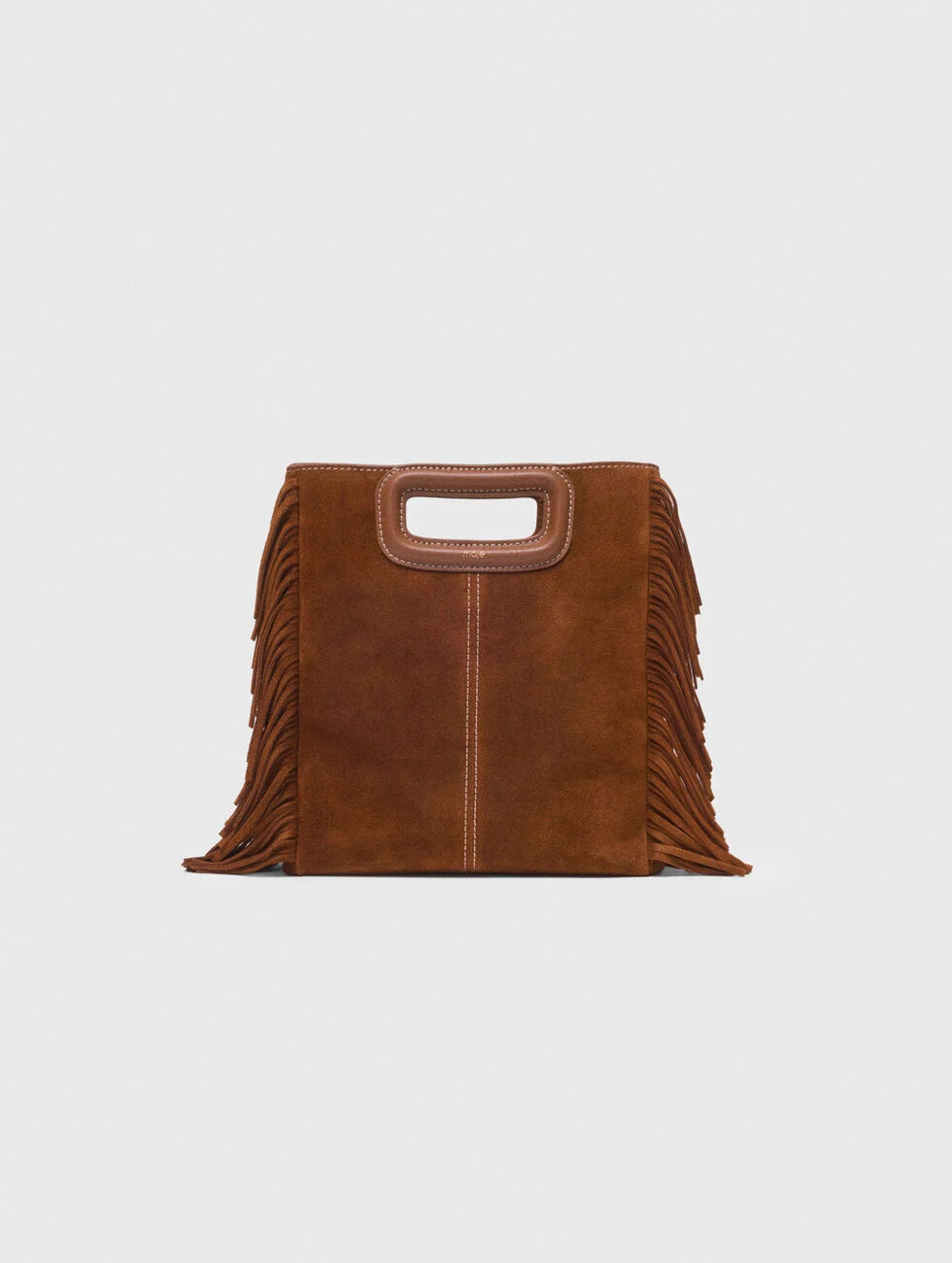 Topstitched suede M bag Brown for Women | Maje | Maje US