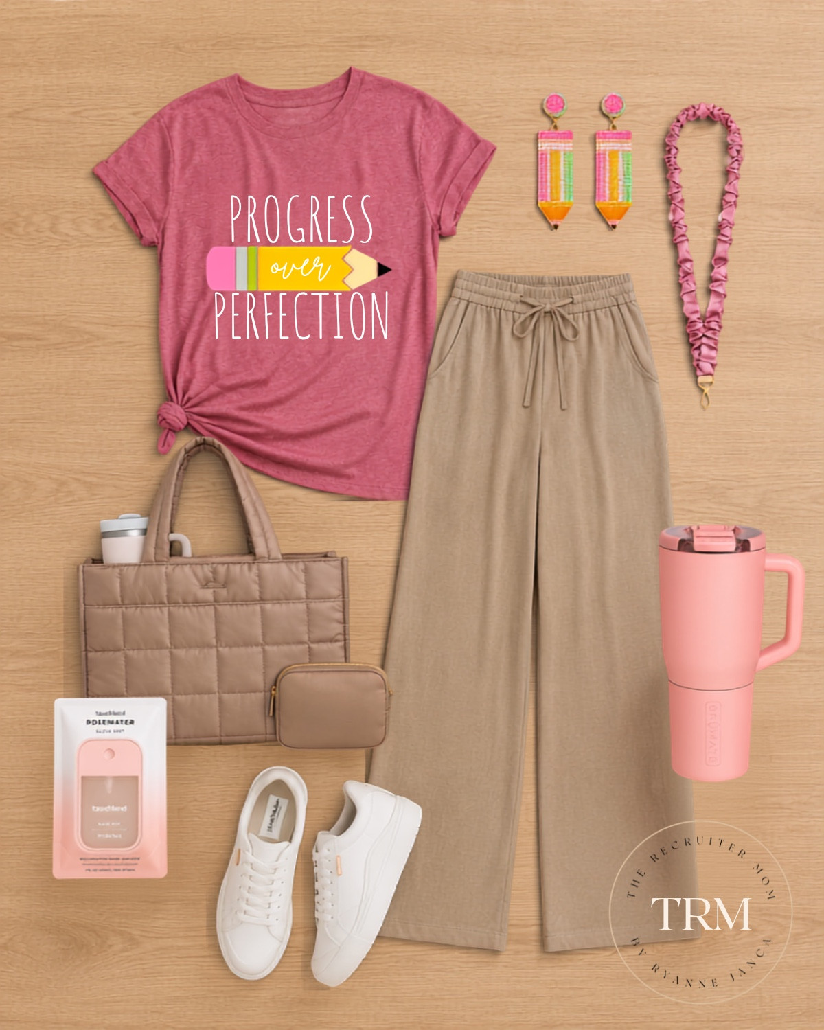 A comfortable outfit for a fun day of teaching. Progress over perfection tee is perfect for back to school paired with pull on pants are so comfy for the classroom! #teacheroutfit

#LTKgrwm #LTKootd #LTKWorkwear