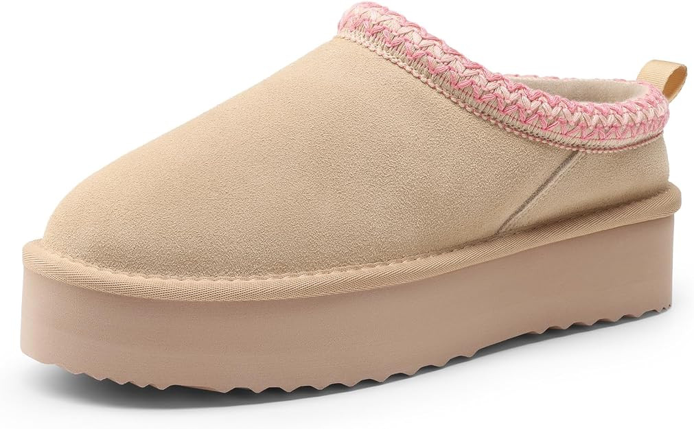 DREAM PAIRS Women's Platform Genuine Suede House Slippers | 1.57-inch Slip-on Lightweight Warm Me... | Amazon (US)
