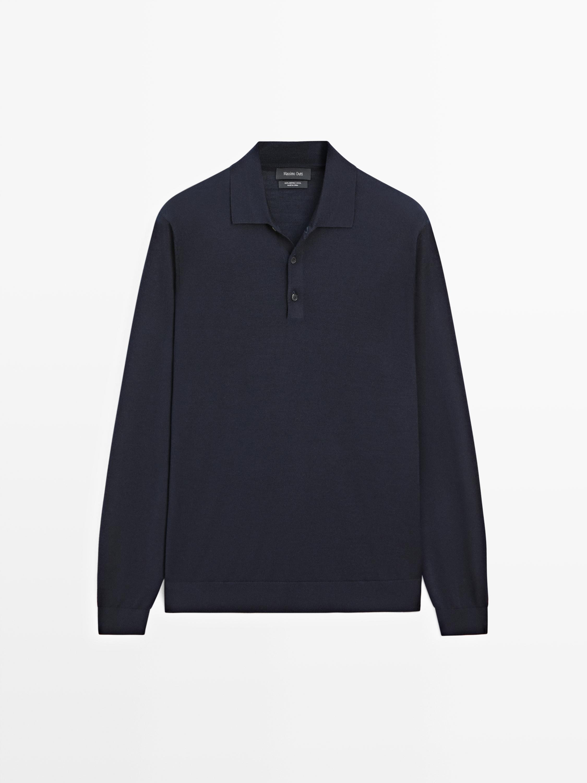 Wool knit sweater with polo collar | Massimo Dutti US