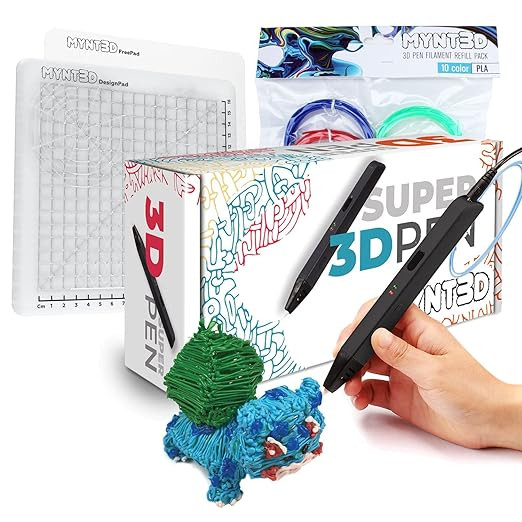 MYNT3D Super 3D Pen + 10 Color PLA Filament + DesignPad Mat Kit | Amazon (US)