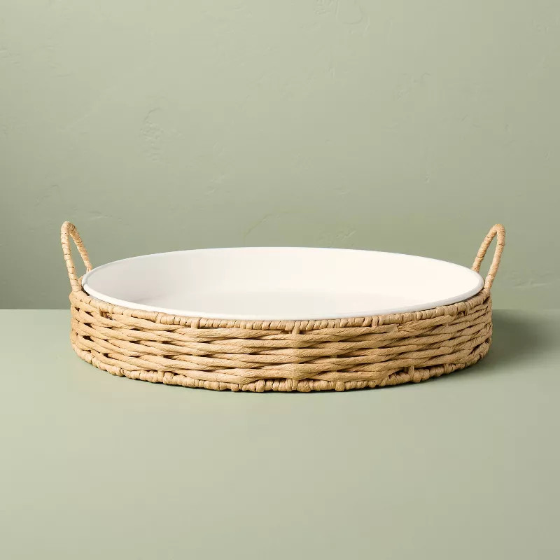 Woven Paper Round Serve Tray White/Tan - Hearth & Hand™ with Magnolia | Target
