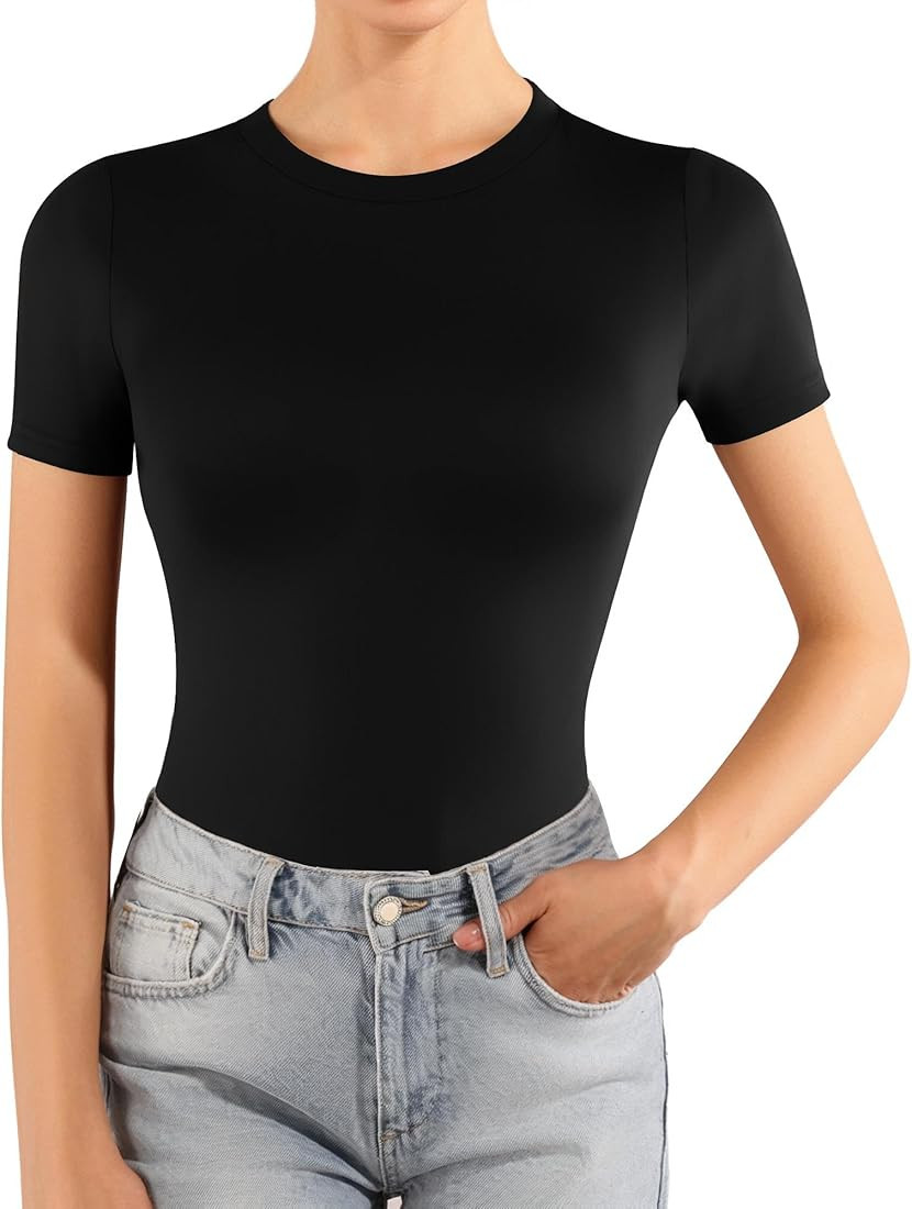 MANGOPOP Womens Short Sleeve Long Sleeve Crew Neck T Shirts Tops Tees | Amazon (US)