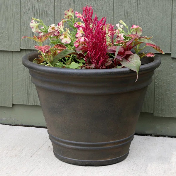 Pepinn 20" x 20" x 14.75" Round Sable Polyresin Outdoor Planter Pot | Wayfair North America