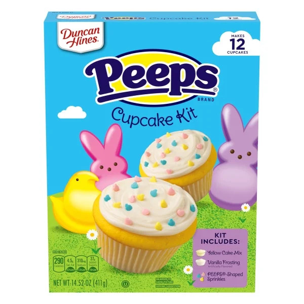 Duncan Hines PEEPS Cupcake Mix and Frosting Kit, With PEEPS Shaped Sprinkles, 14.52 oz. | Walmart (US)
