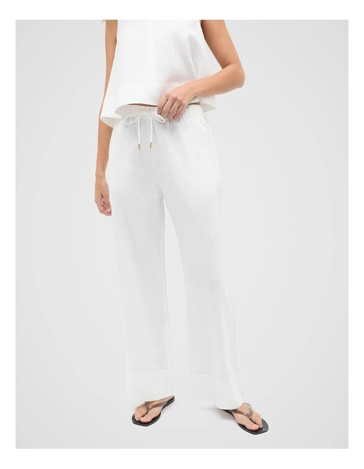 Core Linen Casual Tie Pant in Whisper White | Myer