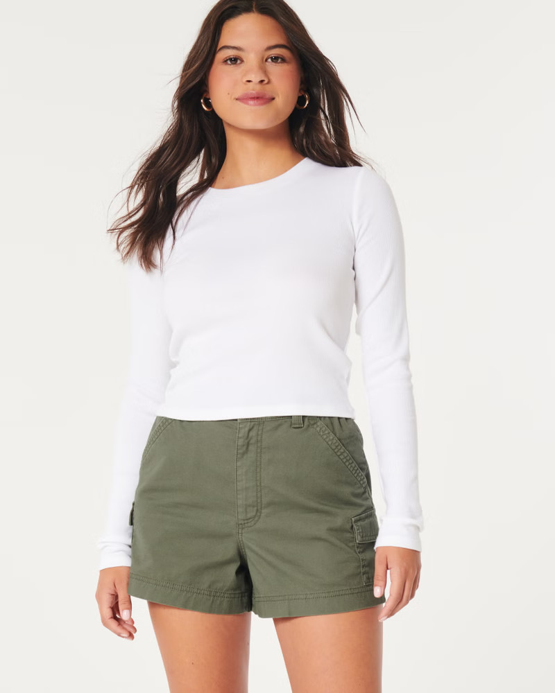 Ultra High-Rise Poplin Cargo Mom Shorts | Hollister (US)