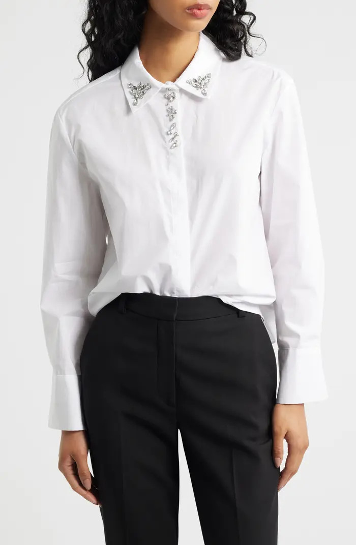MANGO Crystal Button Up Shirt | Nordstrom | Nordstrom