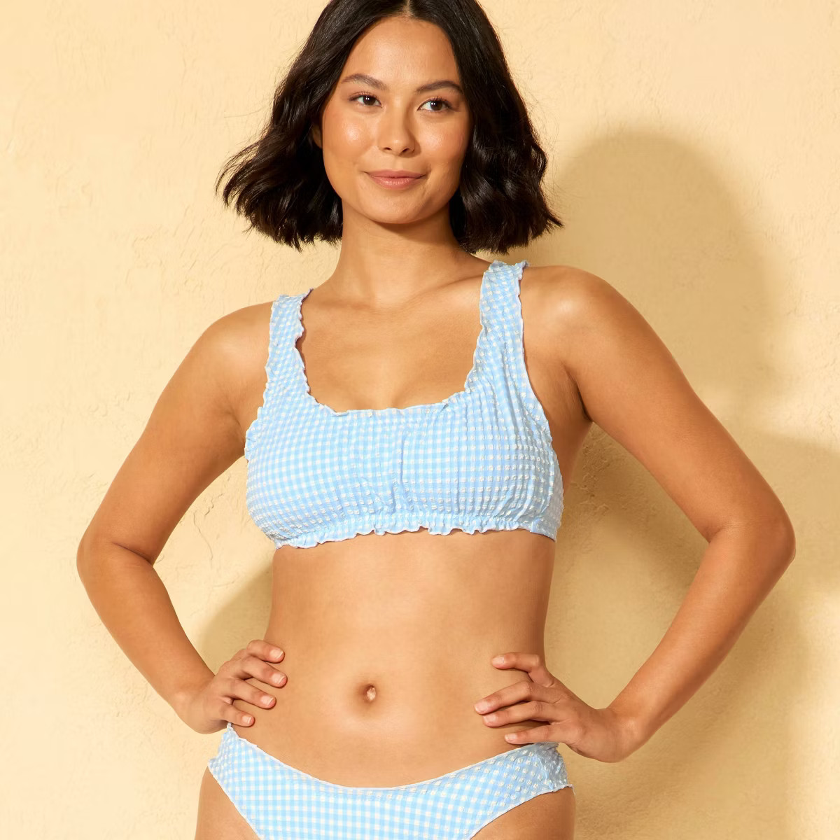 Women's Gingham Seersucker Ruffle Bralette Bikini Top - Wild Fable™ | Target