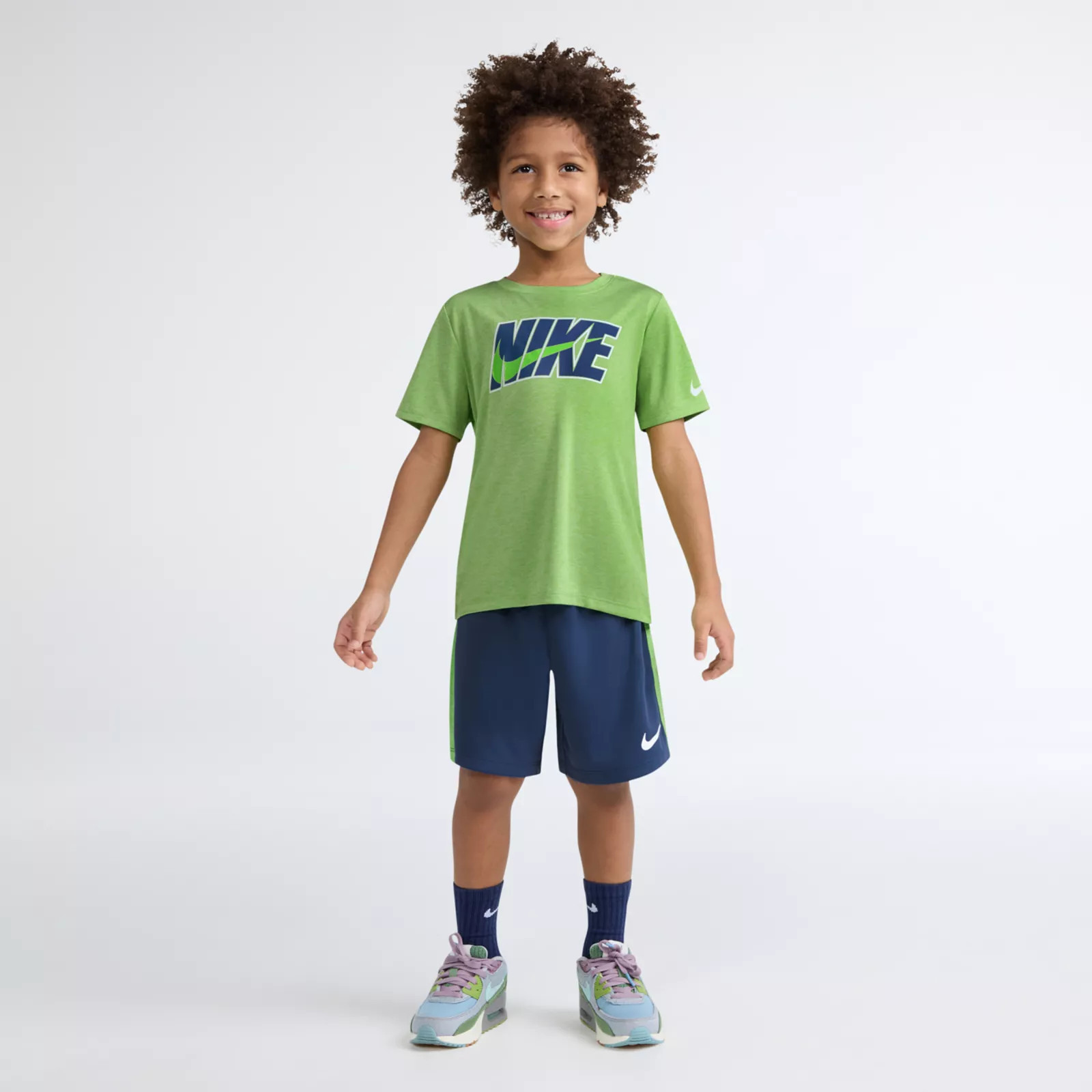 Boys 4-7 Nike Dri-FIT Heathered T-shirt & Shorts 2-Piece Set, Boy's, Mystic Blue | Kohl's