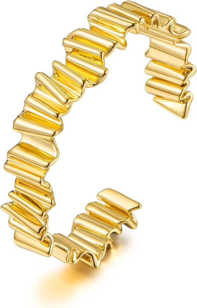 WOWORAMA Dainty Gold Cuff Bracelets for Women Delicate Thin Wire Open Bangle Bracelets Stackable ... | Amazon (US)