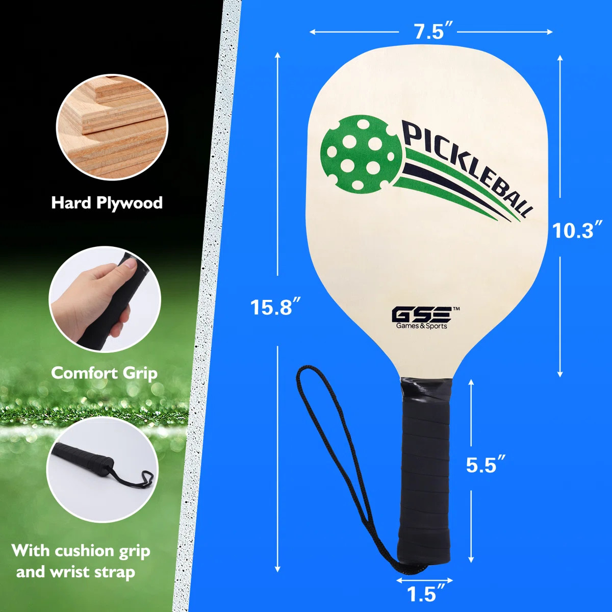 GSE Pickleball Complete Set with Pickleball Net, 4 Pickleball Paddles, 6 Pickleball Balls & Carry... | Wayfair North America