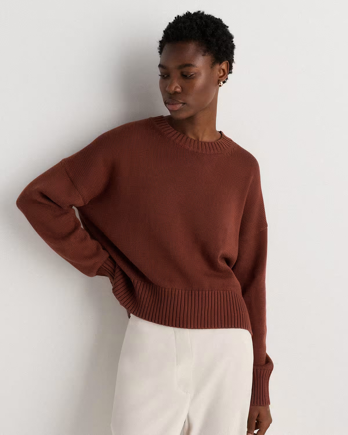 100% Organic Cotton Boyfriend Crew Sweater | Quince
