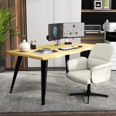 2-Piece Industrial Swivel Office Chair and Rectangular Wood Desk Set for Home Office or Executive Workspace | Wayfair North America