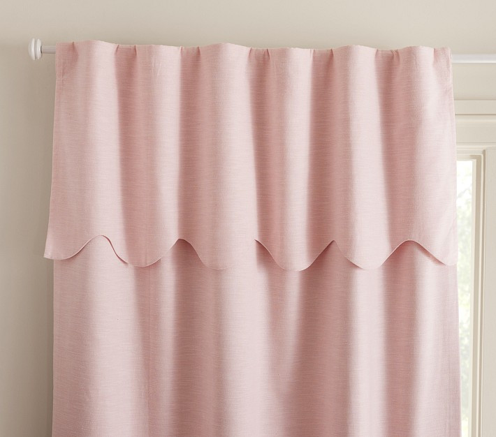 Evelyn Linen Scallop Valance Blackout Curtain | Pottery Barn Kids