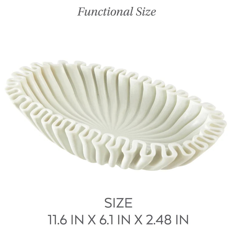 Stylehouse White Resin Fluted Decorative Bowl | Walmart (US)