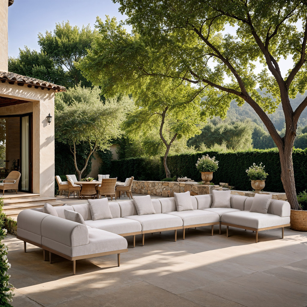 Laguna 177.5 Inch Fabric Upholstered 7 Piece Outdoor Patio Modular Sectional In Beige and Natural | 1stopbedrooms