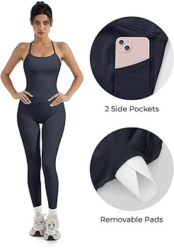 Amazon.com: SUUKSESS Women 2 Piece Workout Sets Compression Tummy Control Leggings with Pockets H... | Amazon (US)